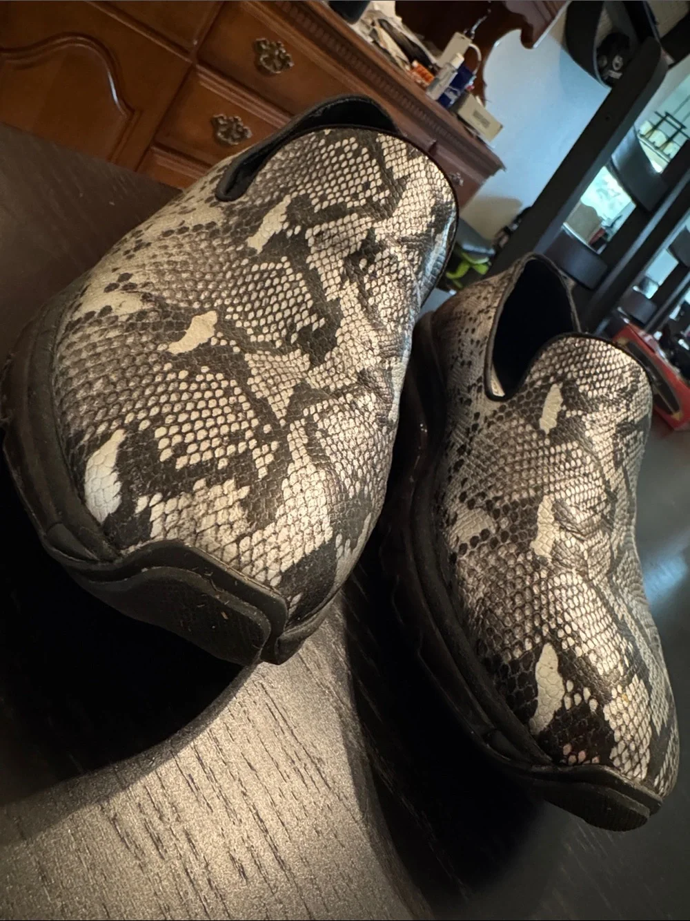 Steve Madden Men's Slip-On Snake Print Loafers - Black & White